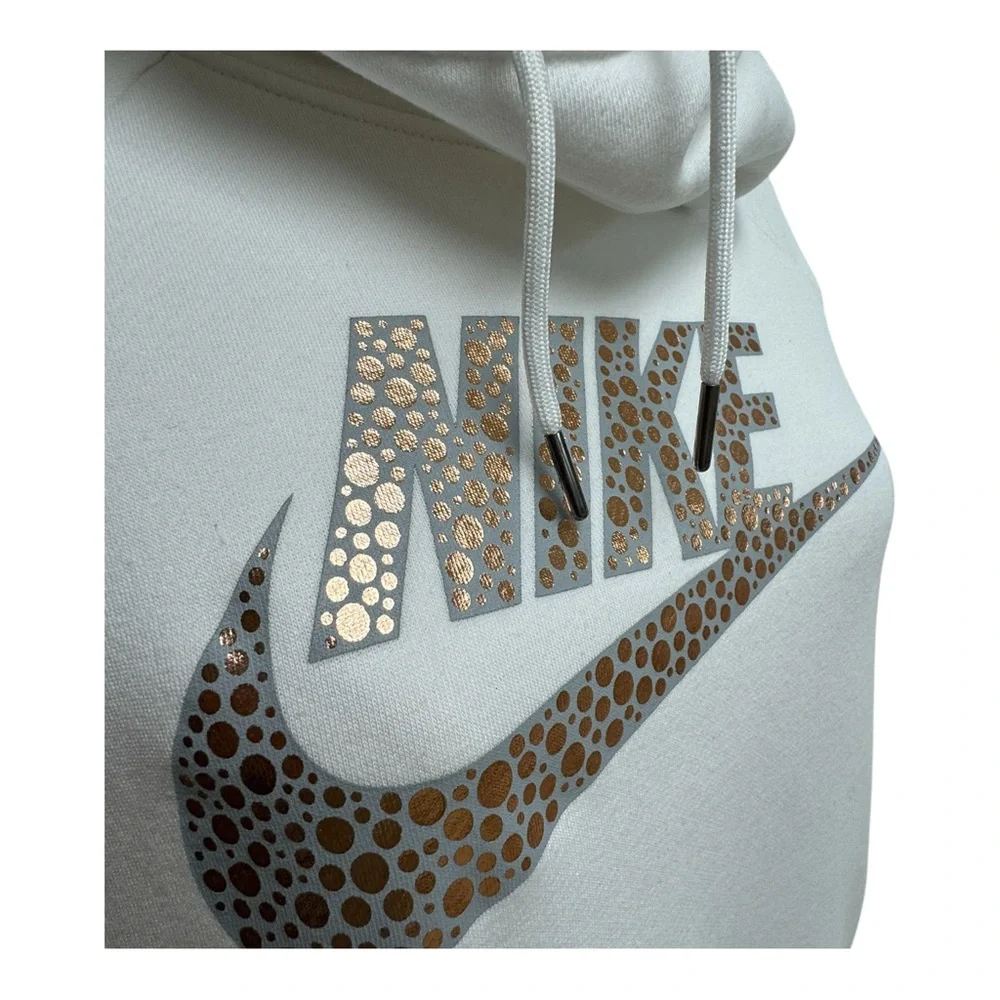 ❌ Nike Womens White Rally Funnel Pullover Hoodie Sweatshirt Womens Size M